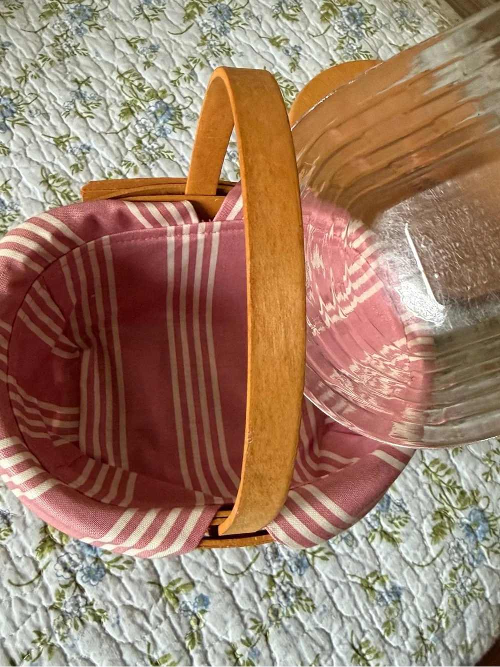 Vintage 1999 Small Wooden Longaberger Horizon of Hope basket with Plastic Liner